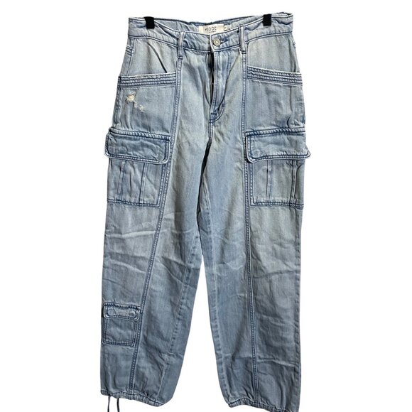 Hidden Los Angeles Utility Cargo Jeans Light Wash Size 24 Distressed - Picture 1 of 4